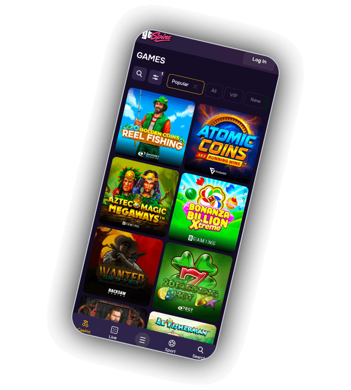 Gtspins slot lobby with provider filter panel, category tabs and a cover carousel of featured titles